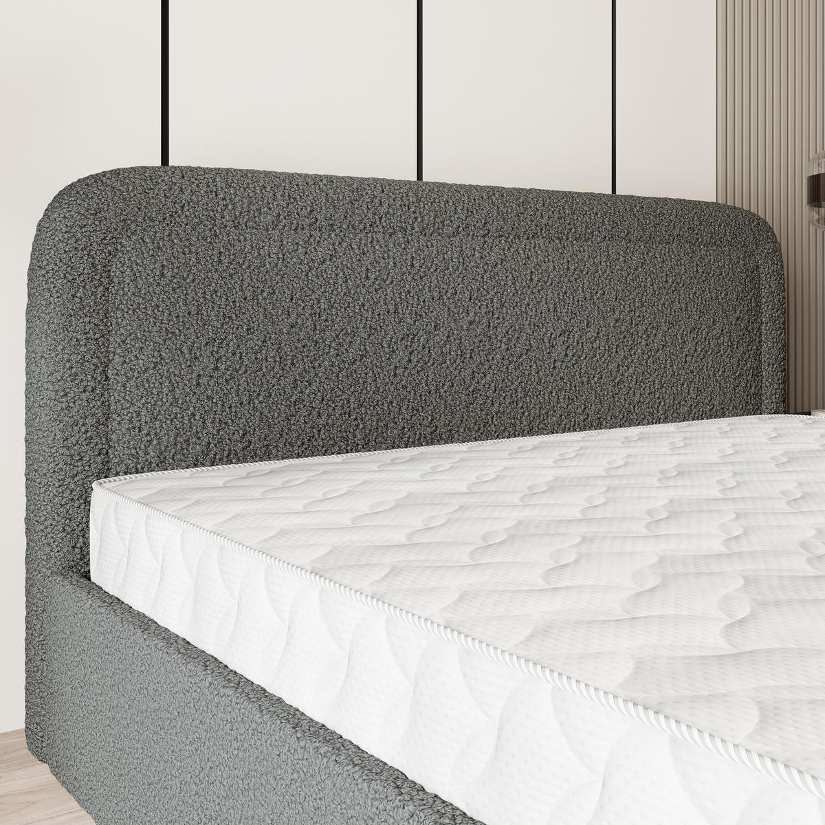 POLSTERBETT BENIRA Q 160x200 cm mit Bettkästen - Grau - Grau, Holz (160/200cm) - MASSENO