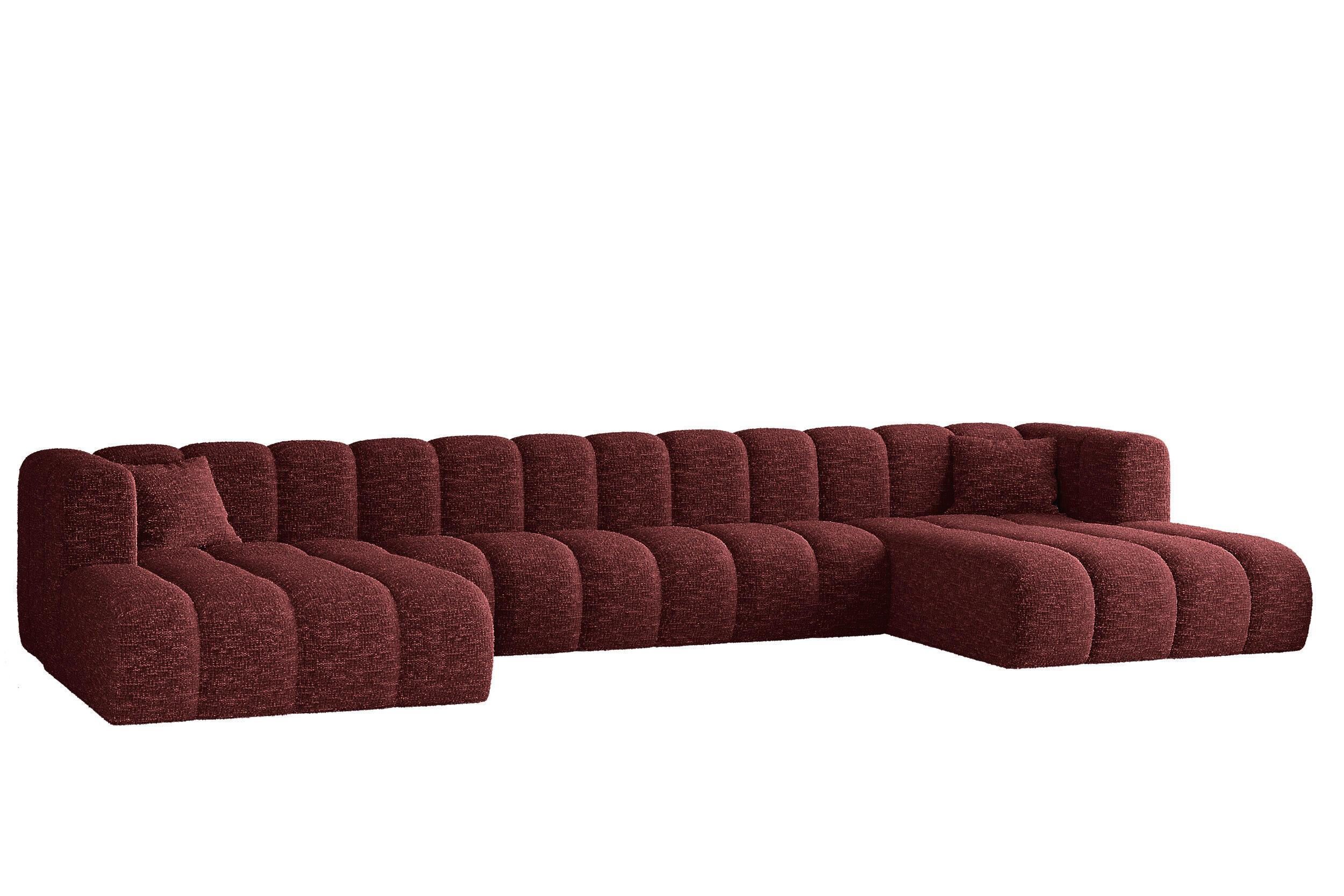 ECKSOFA U-form Grand U XL Stoff Haga Rotwein - Rot, Holz (179/408cm) - Kaiser Möbel