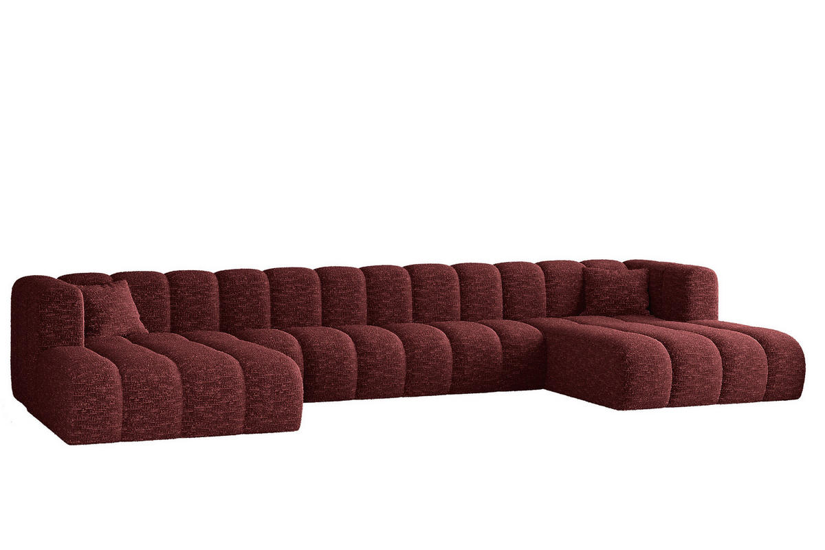 ECKSOFA U-form Grand U XL Stoff Haga Rotwein - Rot, Holz (179/408cm) - Kaiser Möbel