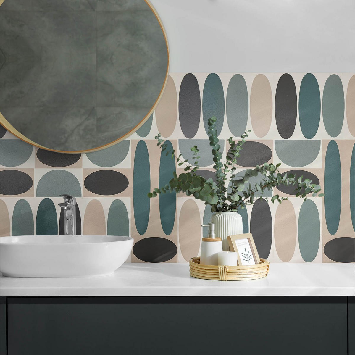 WANDPANEEL 120x60 cm selbstklebend Ovalis - Pastellblau, Kunststoff (60/1.6/120cm) - Wallfluent