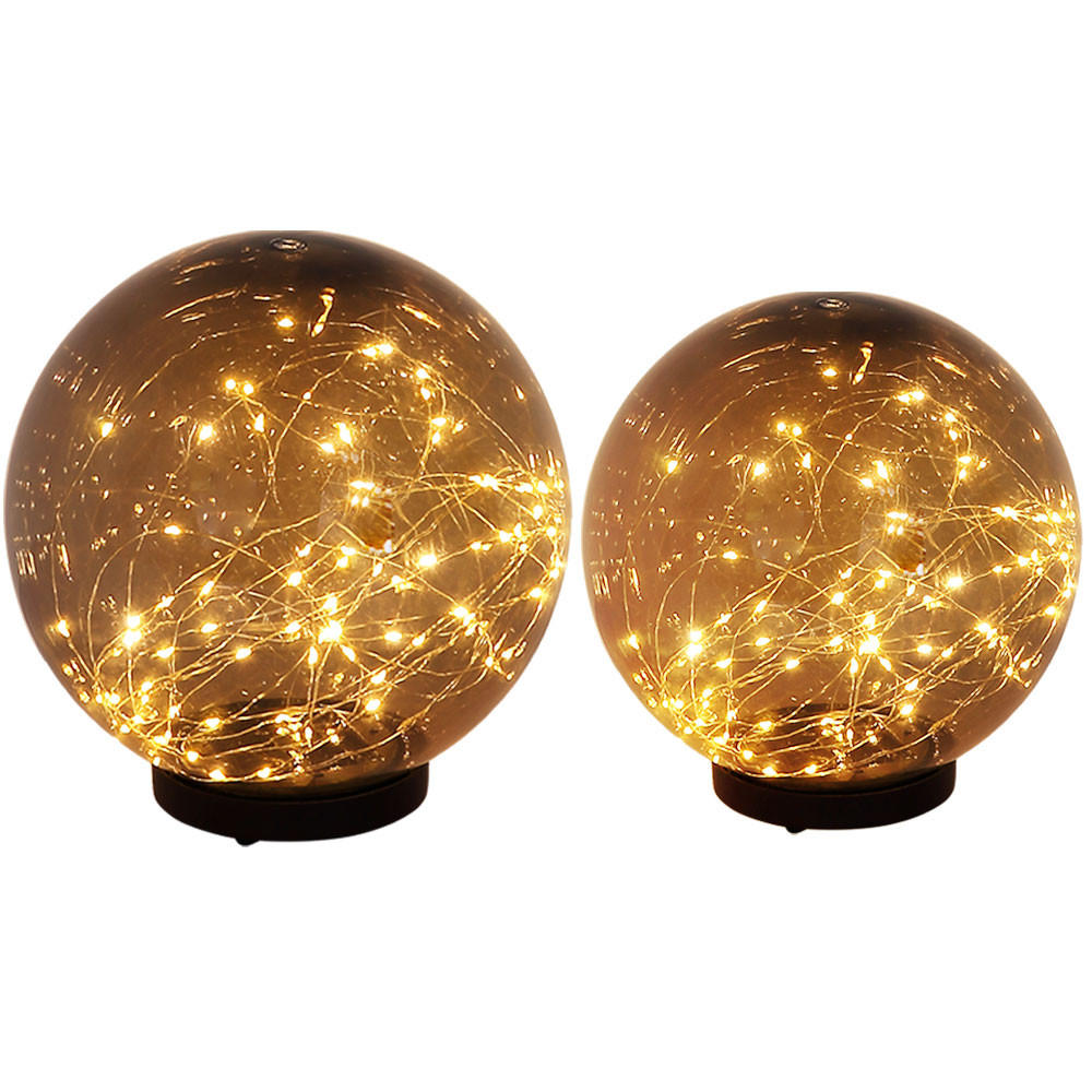 LED AUSSENLEUCHTE Kugel grau 2er Set - Grau, Kunststoff (20/20/30cm) - Globo Lighting