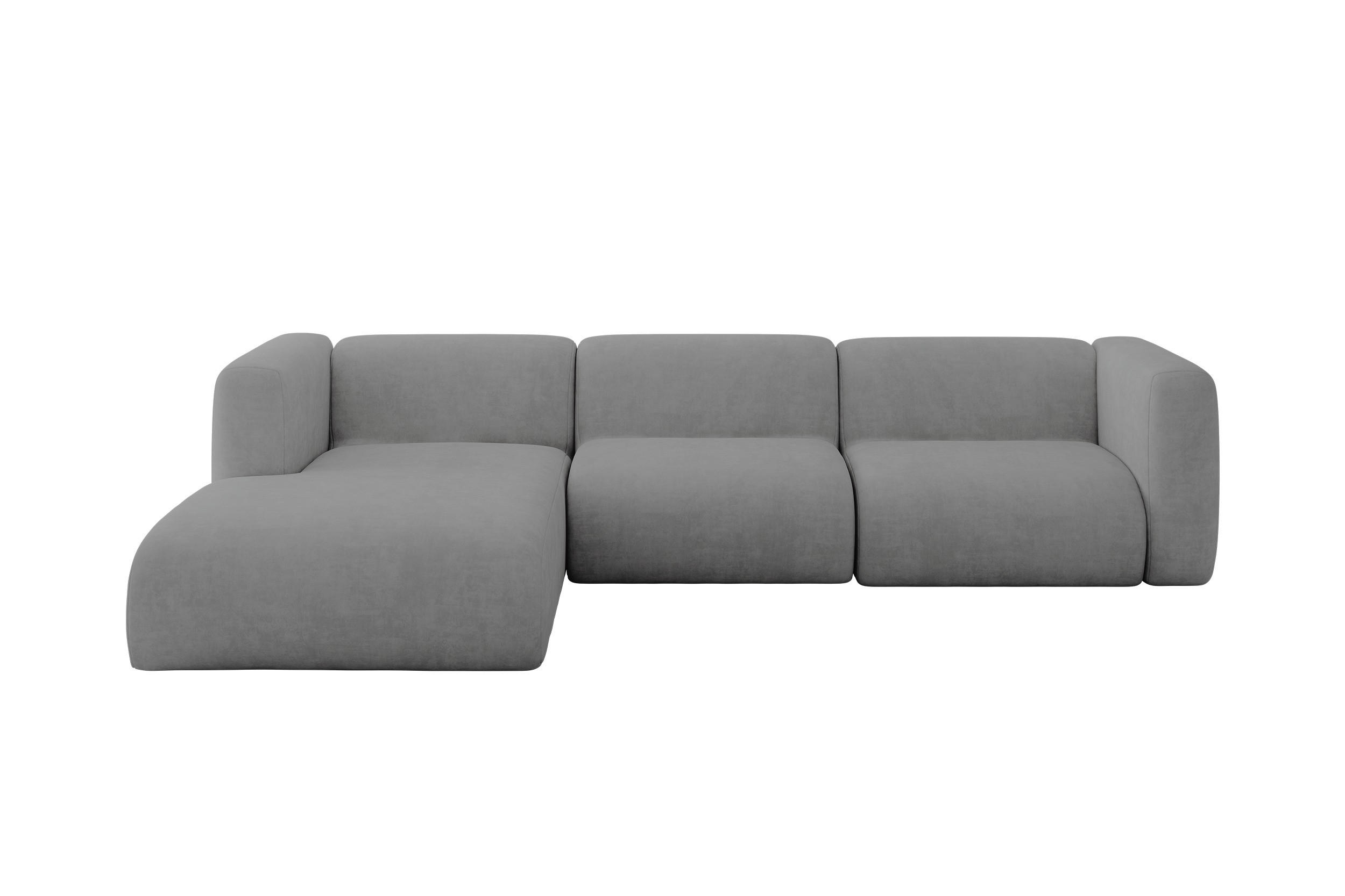 ECKSOFA Ottomane Links MIRA-L2 318x179x89 Grau Velours - Schieferfarben/Schwarz, Holzwerkstoff/Kunststoff (318/179cm) - ALTDECOR