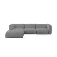 ECKSOFA Ottomane Links MIRA-L2 318x179x89 Grau Velours - Schieferfarben/Schwarz, Holzwerkstoff/Kunststoff (318/179cm) - ALTDECOR