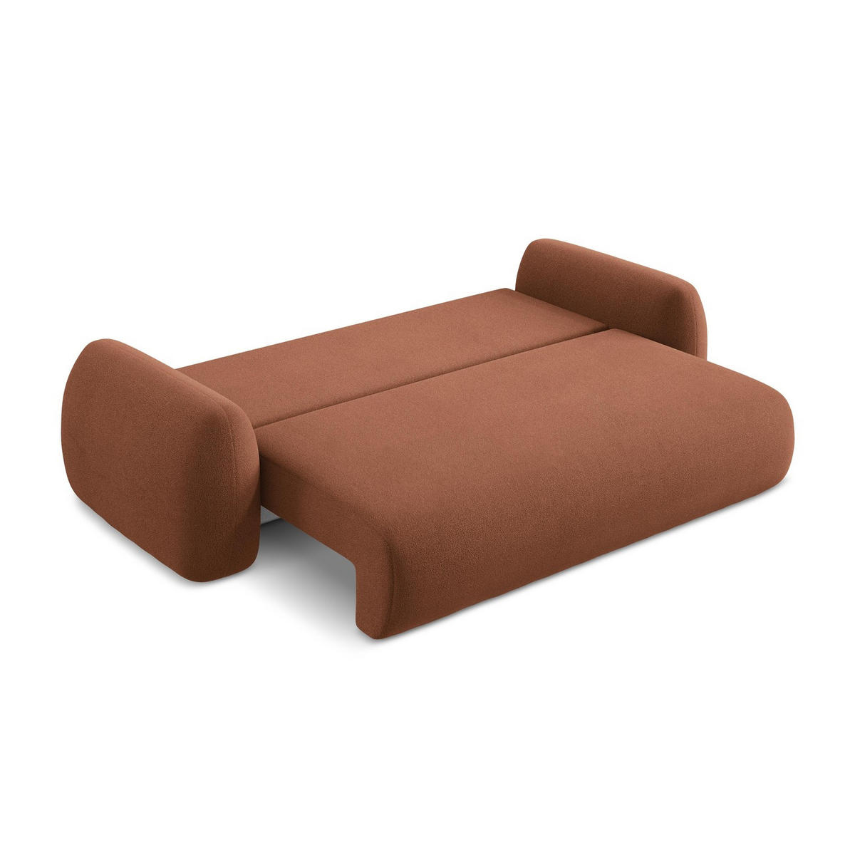 3-SITZER SOFA mit Schlaffunktion Bouclé Stoff Orange - Terracotta/Schwarz, Holzwerkstoff/Kunststoff (266/95/121cm) - LaMiaSofa