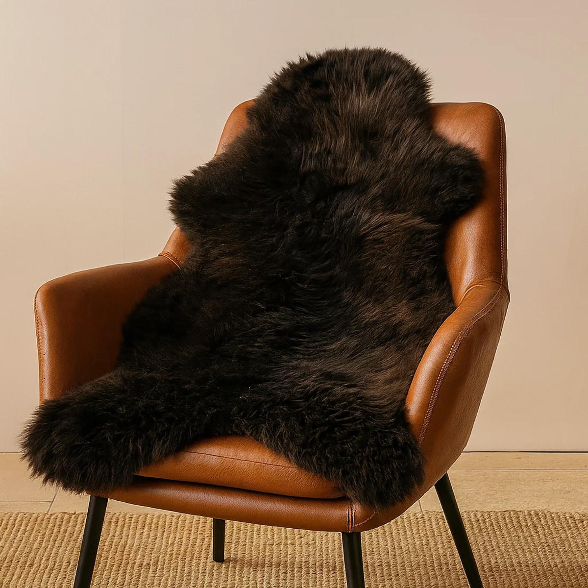 SCHAFFELL Naturbraun Hellbraun & Dunkelbraun Unikat ca. 120 cm - Dunkelbraun, Fell (70/120cm) - Provellus