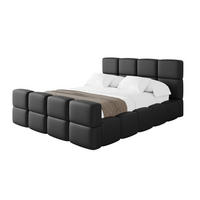 POLSTERBETT mit Bettkasten und Lattenrost, Bett mit Kopfteil, Boxbett ohne Matratze, Doppelbett mit Stauraum - NATA-Z 120x200 Schwarz - Schwarz, Holzwerkstoff/Textil (120/200cm) - ALTDECOR