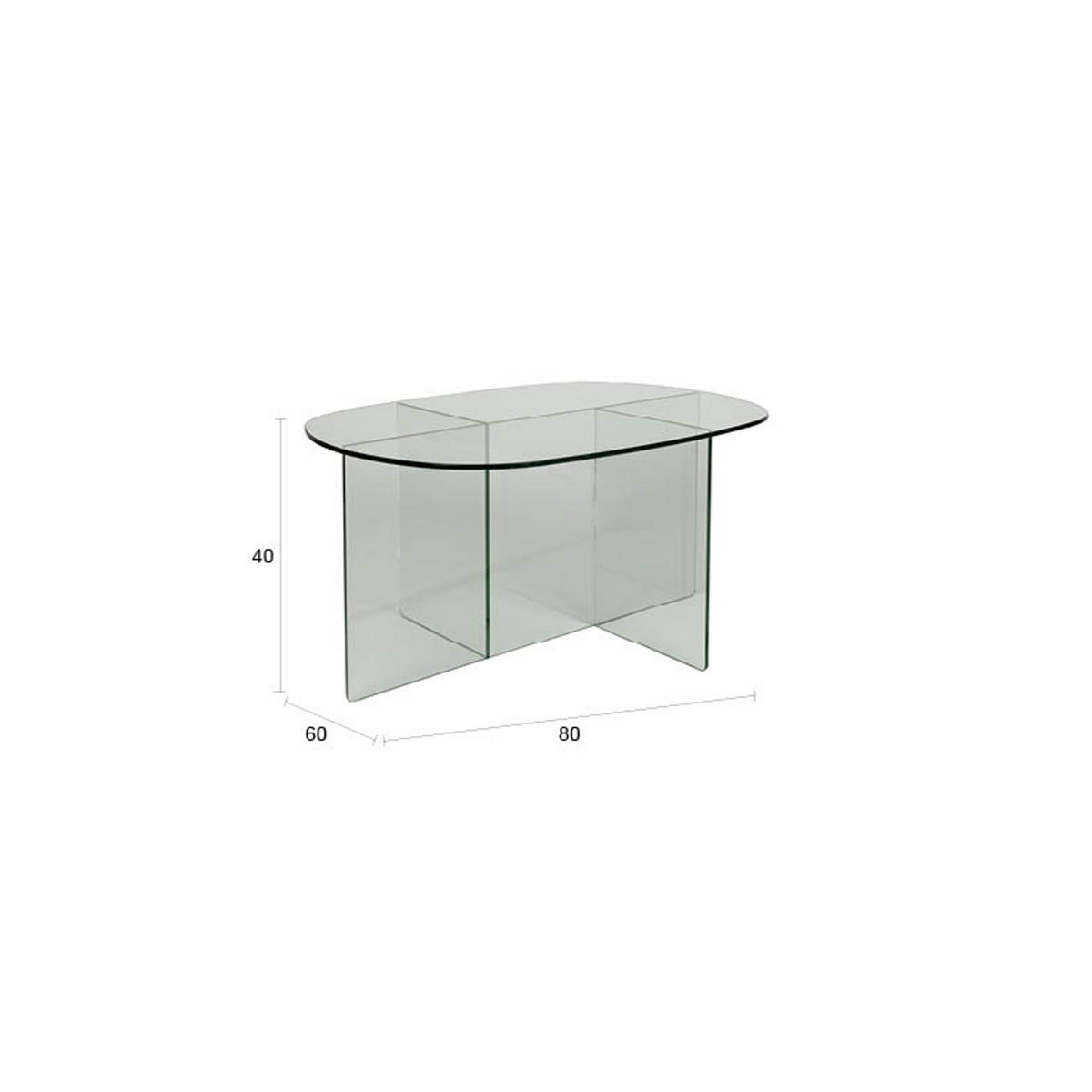 COUCHTISCH Linea Transparent - Klar, Glas (80/60/40cm) - Zuiver