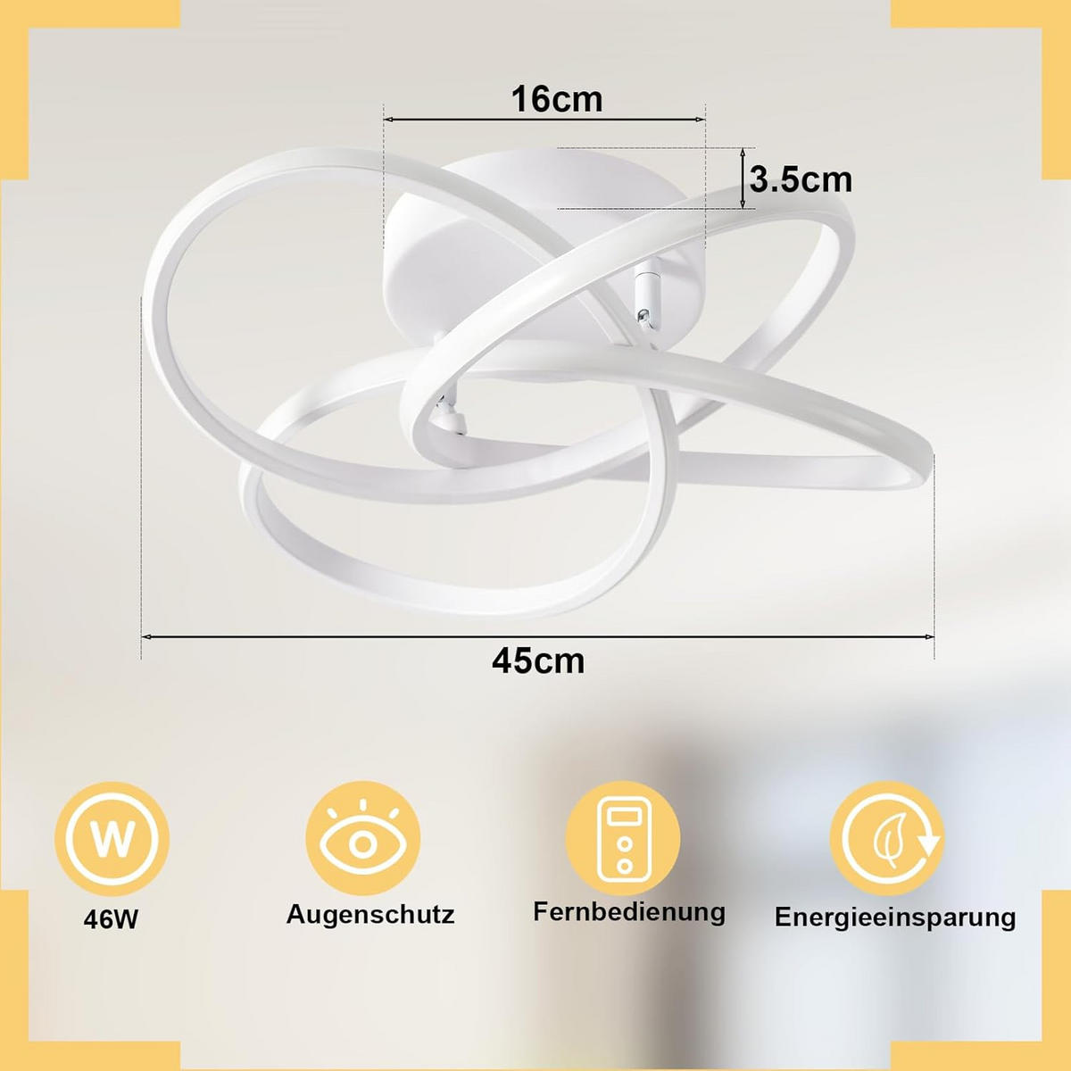 LED-DECKENLEUCHTE Timoa 45/42/16 cm - Weiß, Metall (45/42/16cm) - ZMH