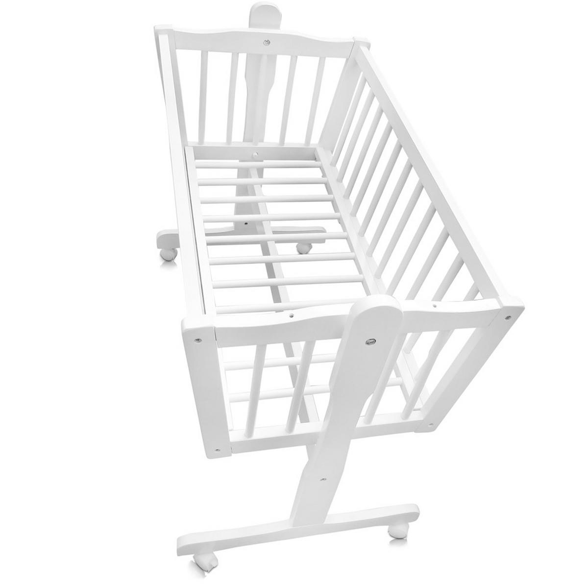 BABYBETT Weiß mit Rollen - Weiß/Grau, Holz (54/100cm) - VitaliSpa