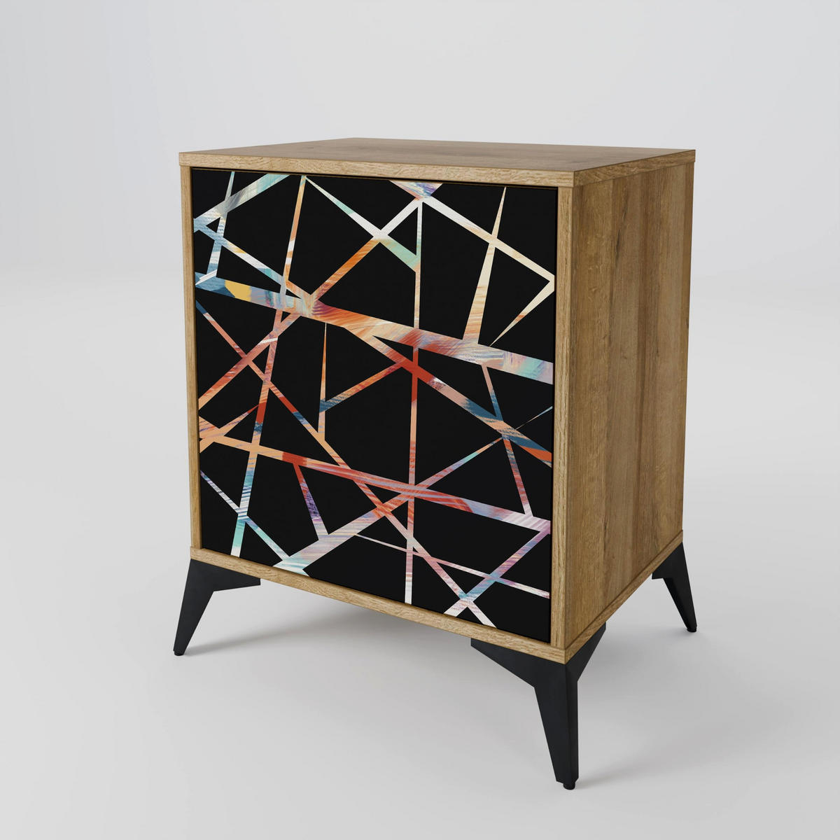 SIDEBOARD POLYGON VERVE, Eichefarben, 57,5x42x75,5 cm, Goldfarbene Metallfüße - Eichefarben/Goldfarben, Holzwerkstoff/Metall (57.5/75.5/42cm) - SpaceRebels