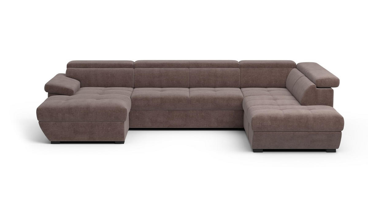 WOHNLANDSCHAFT mit Schlaffunktion und Bettkasten, Boston-Stoff - Taupe/Schwarz, Kunststoff/Textil (224/79/332cm) - Cotta