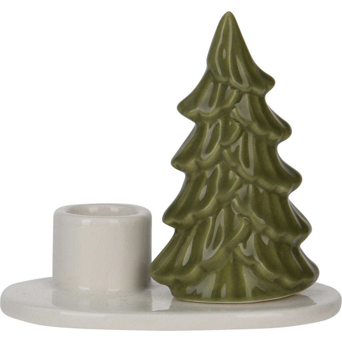 KERZENSTÄNDER Weihnachtsbaum 8 cm - Dunkelgrün, Keramik (10.4/8.8/6.6cm) - Home Styling Collection