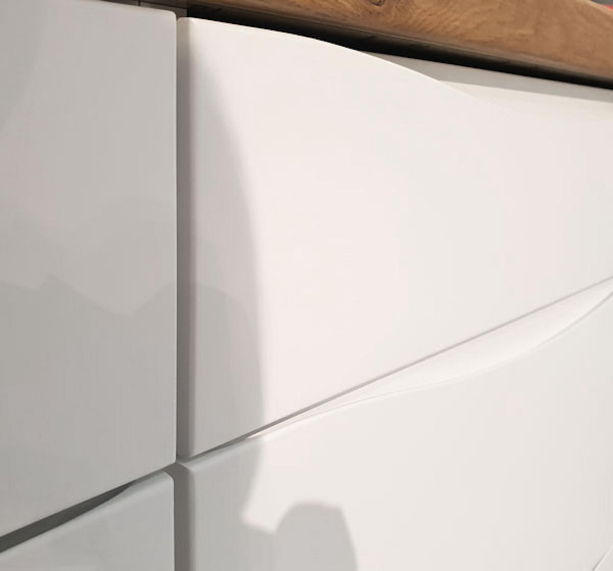 KÜCHENLEERBLOCK Napoli weiß matt / RAL 9016 verkehrsweiß (K5); Arbeitsplatte Eiche Artisan 420 / 59 / 207cm 12-teilig - Weiß/Braun, Holzwerkstoff (420/207/60cm) - Feldmann-Wohnen