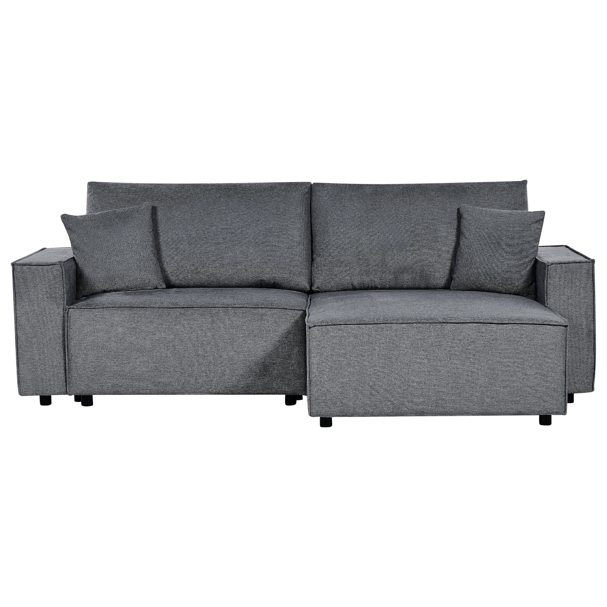 3-SITZER-ECKSOFA dunkelgrau rechtsseitig mit Schlaffunktion Stauraum Karila - Dunkelgrau, Textil (250/150cm) - Beliani