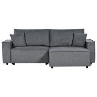 3-SITZER-ECKSOFA dunkelgrau rechtsseitig mit Schlaffunktion Stauraum Karila - Dunkelgrau, Textil (250/150cm) - Beliani