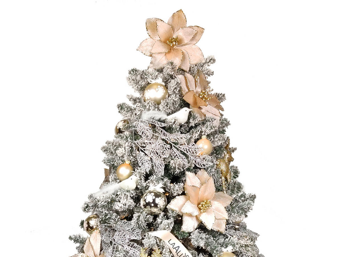 LAALU CHRISTBAUMKUGEL-SET 120 Stück in Luxusbox SOFT TONES für Weihnachtsbäume 240-270 cm - Silberfarben/Weiß, Kunststoff/Metall (55/50/75cm) - LAALU