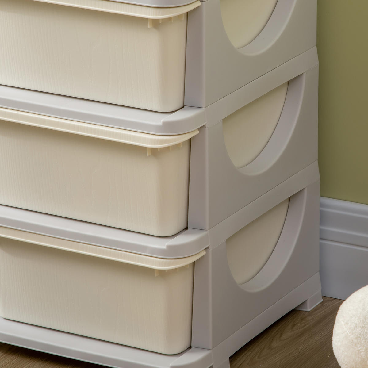 SCHUBLADENSCHRANK, Kunststoff, Cremeweiß/Grau, 75L x 37B x 56,5H cm - Creme/Weiß, Kunststoff (37/56.5/75cm) - HOMCOM