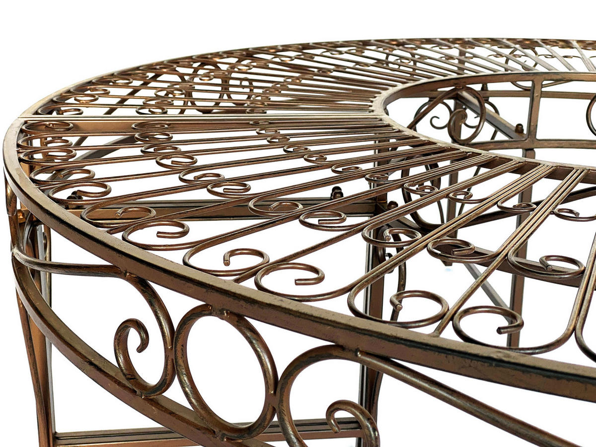 RUNDBANK Garten Metall Braun Ø 135 cm 96188 - Braun, Metall (135/46/135cm) - DanDiBo