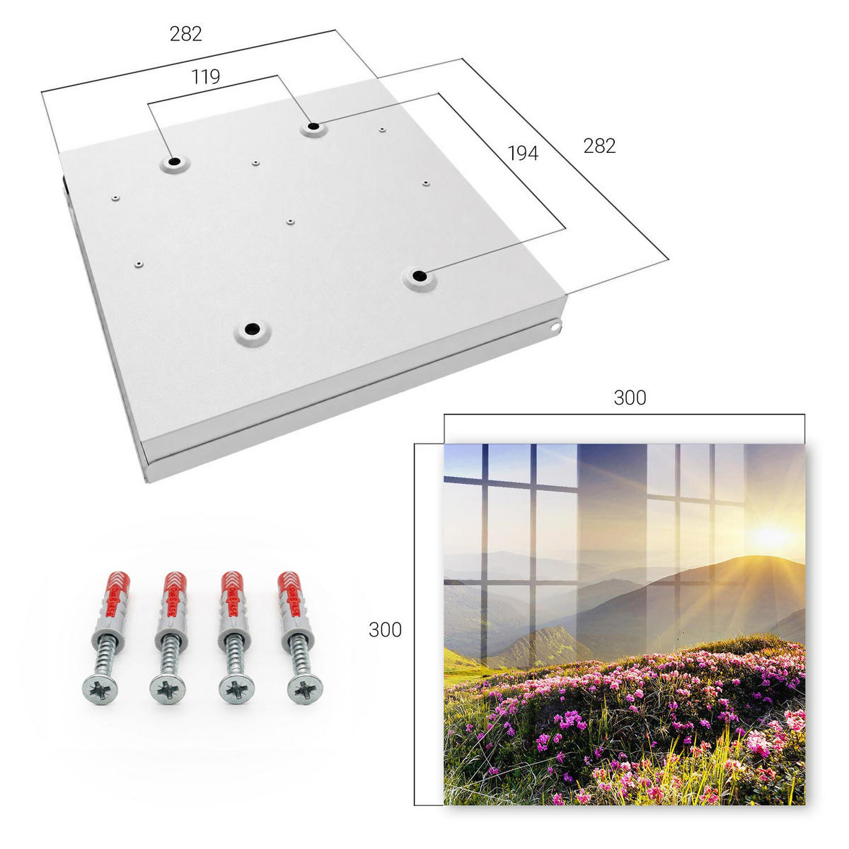 SCHLÜSSELBOX Weiß 30x30 cm – Türöffnung nach rechts - Berg Ost - Grün, Metall (30/30/5cm) - TULUP