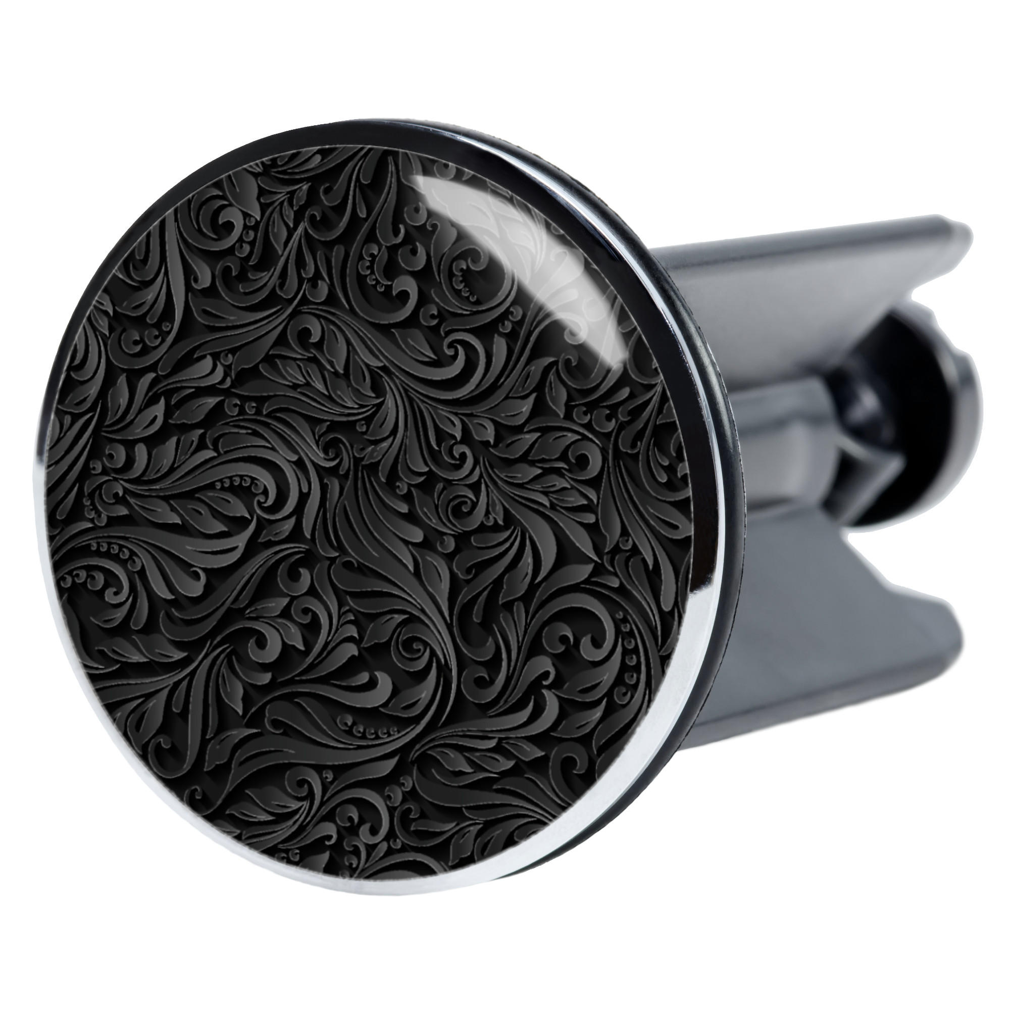 WASCHBECKENSTÖPSEL Floral - Schwarz, Kunststoff/Metall (4/7/7cm) - Sanilo