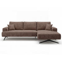 ECKSOFA Leto Braun Rechts - Schwarz/Braun, Holz/Textil (165/260cm) - Graingold