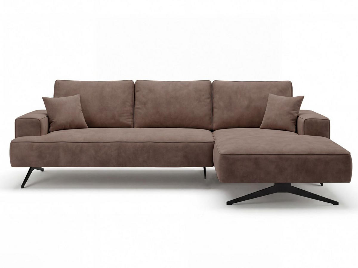 ECKSOFA Leto Braun Rechts - Schwarz/Braun, Holz/Textil (165/260cm) - Graingold