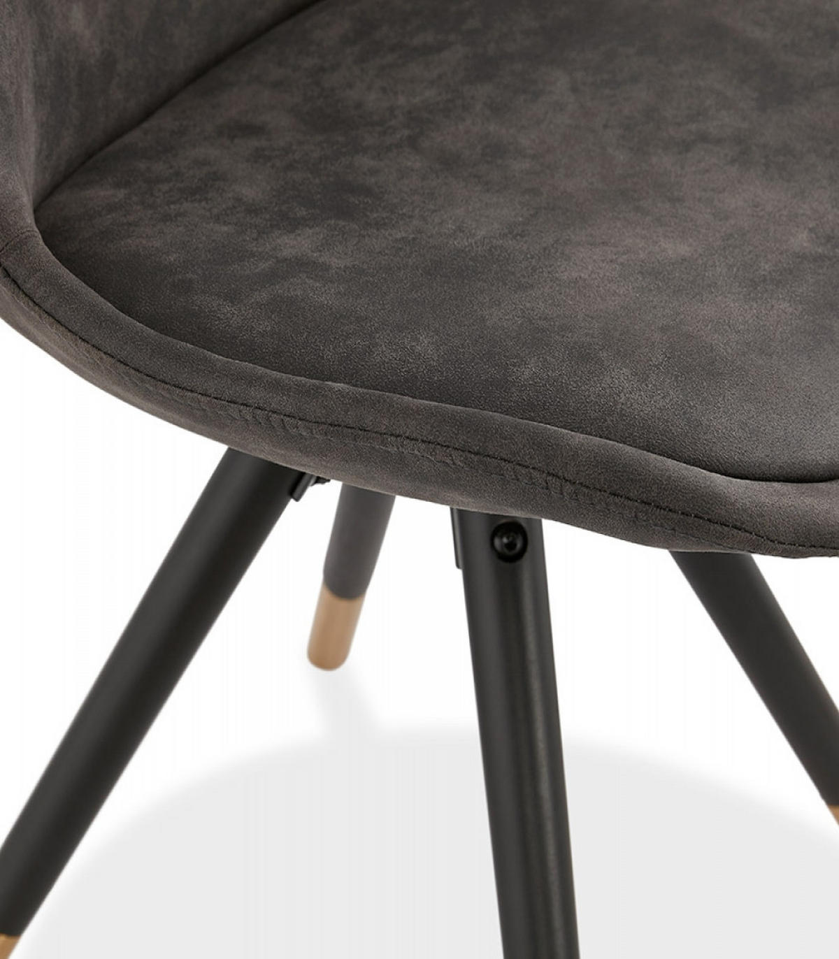STUHL Holzgestell mit Goldakzenten Mikrofaserbezug gepolstert, Anthrazit 48x56x83 cm - Anthrazit/Schwarz, Holz/Buchenholz (48/83/56cm) - KADIMA DESIGN