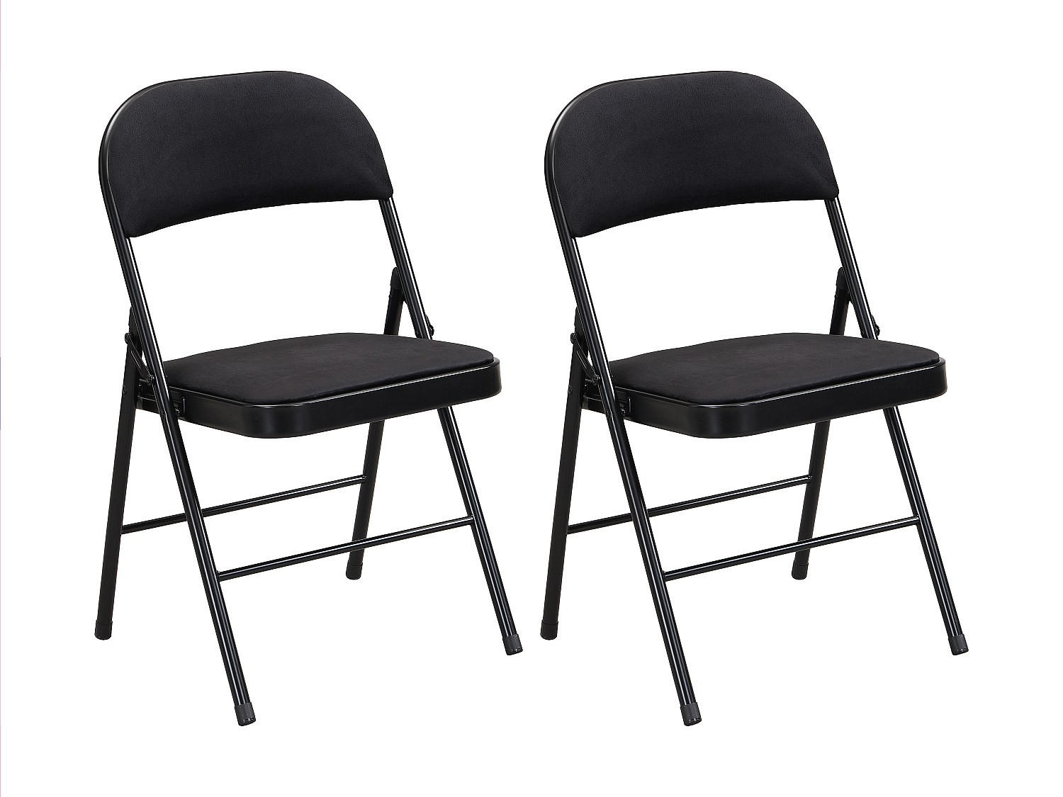 KLAPPSTUHL 2er-Set - Samt & Metall - Schwarz - ORTENSIA - Schwarz, Textil (49/79/46cm) - Vente-Unique