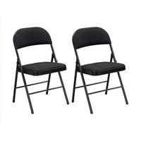 KLAPPSTUHL 2er-Set - Samt & Metall - Schwarz - ORTENSIA - Schwarz, Textil (49/79/46cm) - Vente-Unique