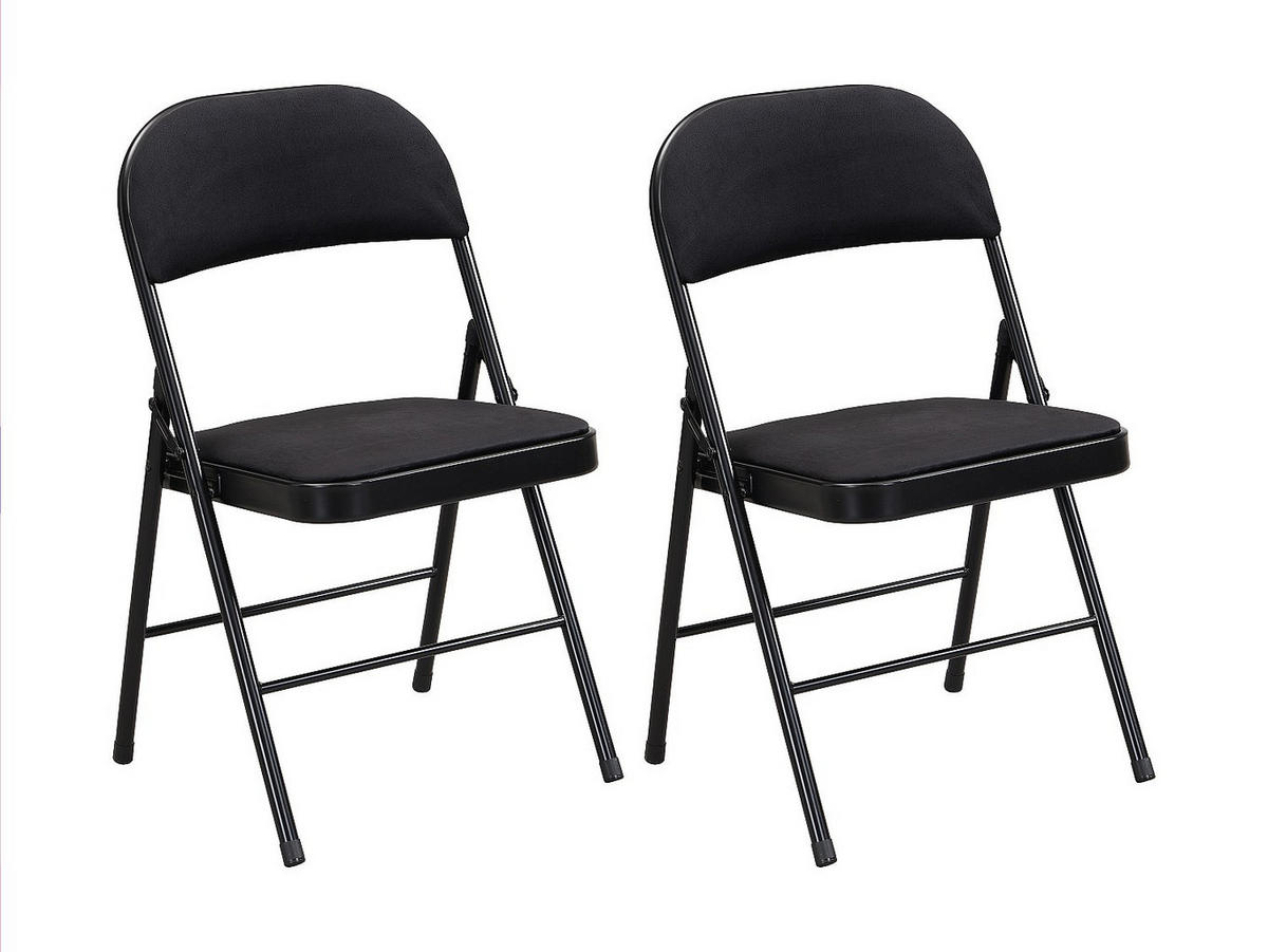 KLAPPSTUHL 2er-Set - Samt & Metall - Schwarz - ORTENSIA - Schwarz, Textil (49/79/46cm) - Vente-Unique