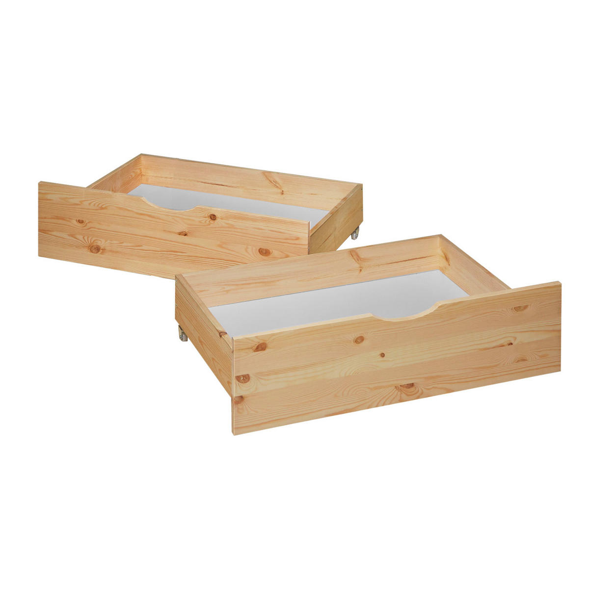 BETTSCHUBKASTEN 2er Set Natur 82/53,3 cm - Braun, Holz - Homestyle4u
