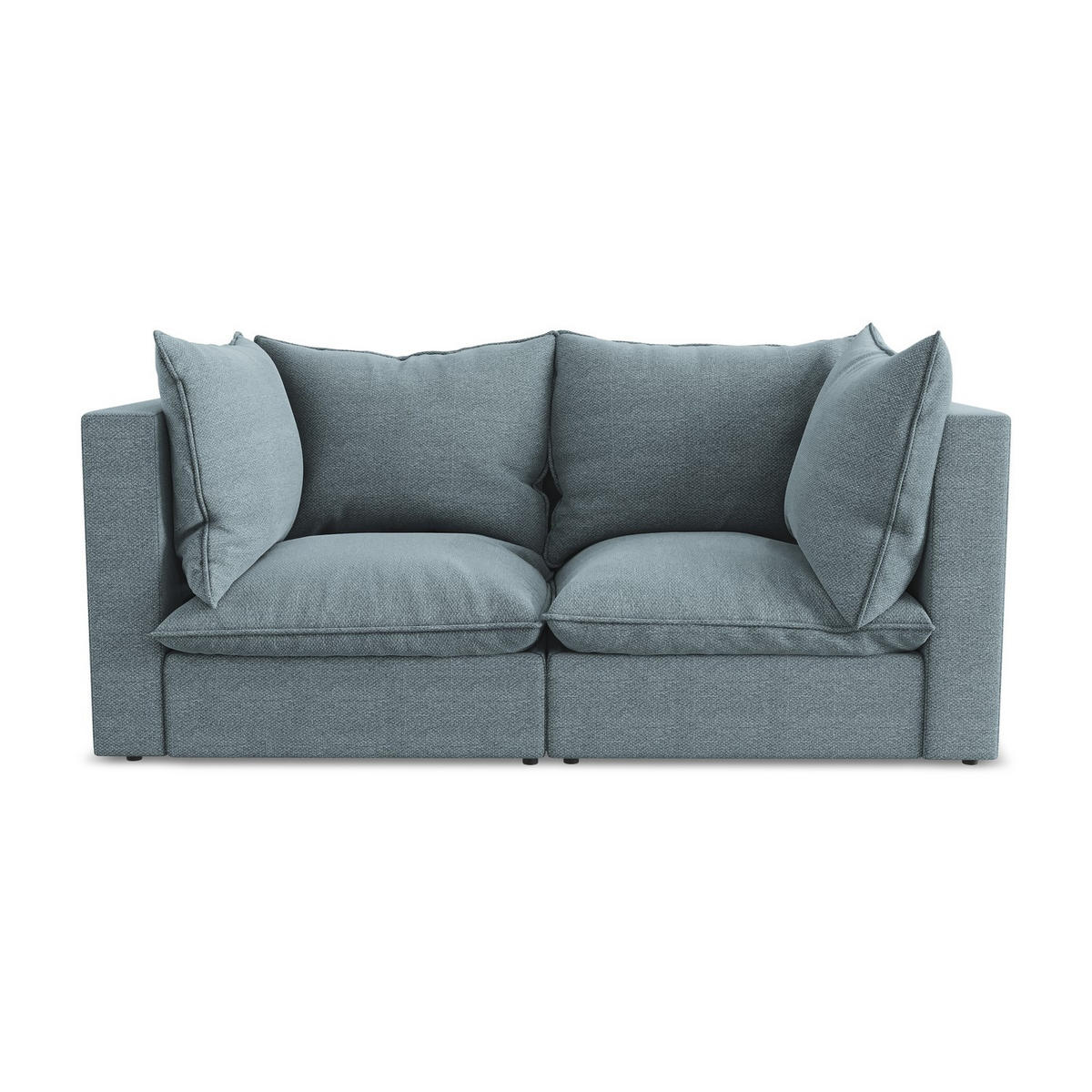 2-SITZER-SOFA Bouclé Stoff Blau - Pastellblau/Schwarz, Holzwerkstoff/Kunststoff (180/77/90cm) - LaMiaSofa