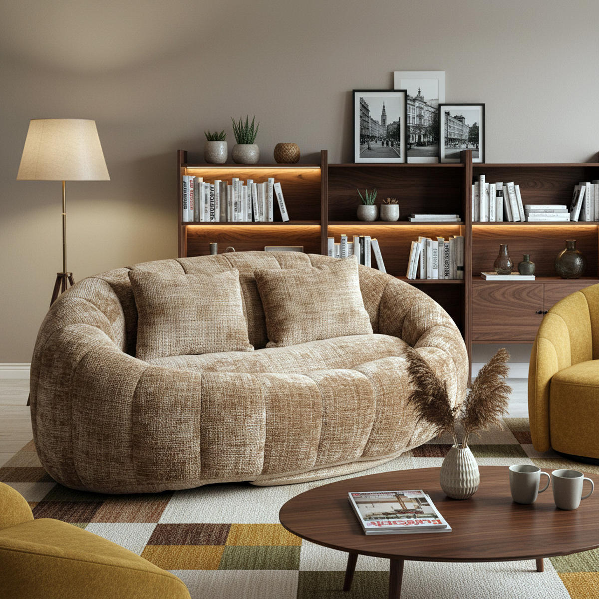 BEAN BAG SOFA – Komfortabler Lazy Lounger mit hochdichtem Memory - Braun, Textil (150/63/95cm) - Urban Meuble