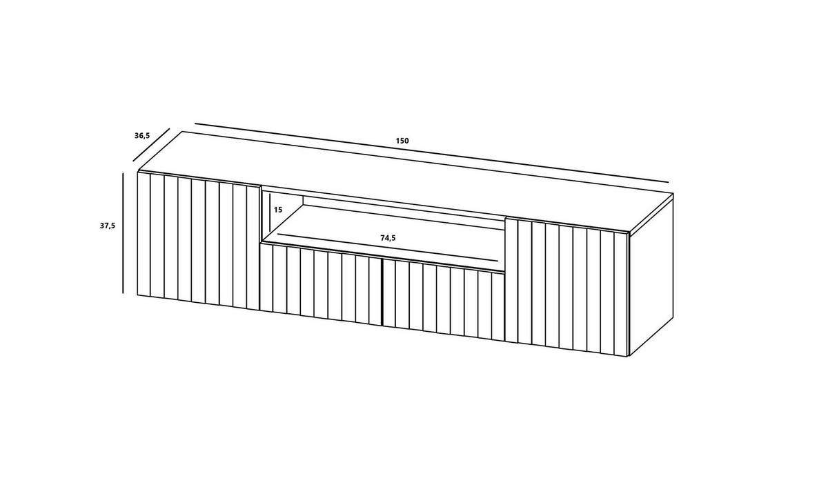 TV-SCHRANK Elpis2 Schwarz Matt Glamour 150 cm - Schwarz, Holzwerkstoff (150/37.5/36.5cm) - Meble Lindner