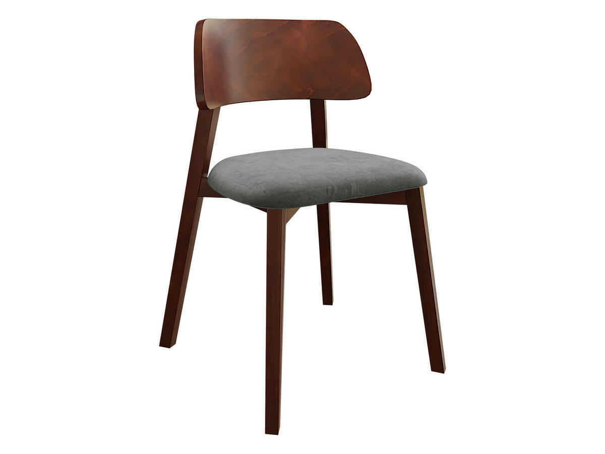 POLSTERSTUHL Dario, Holzfarbe: Nuss - Dunkelgrau/Nussbaumfarben, Holz/Textil (47/80/50cm) - MIRJAN24