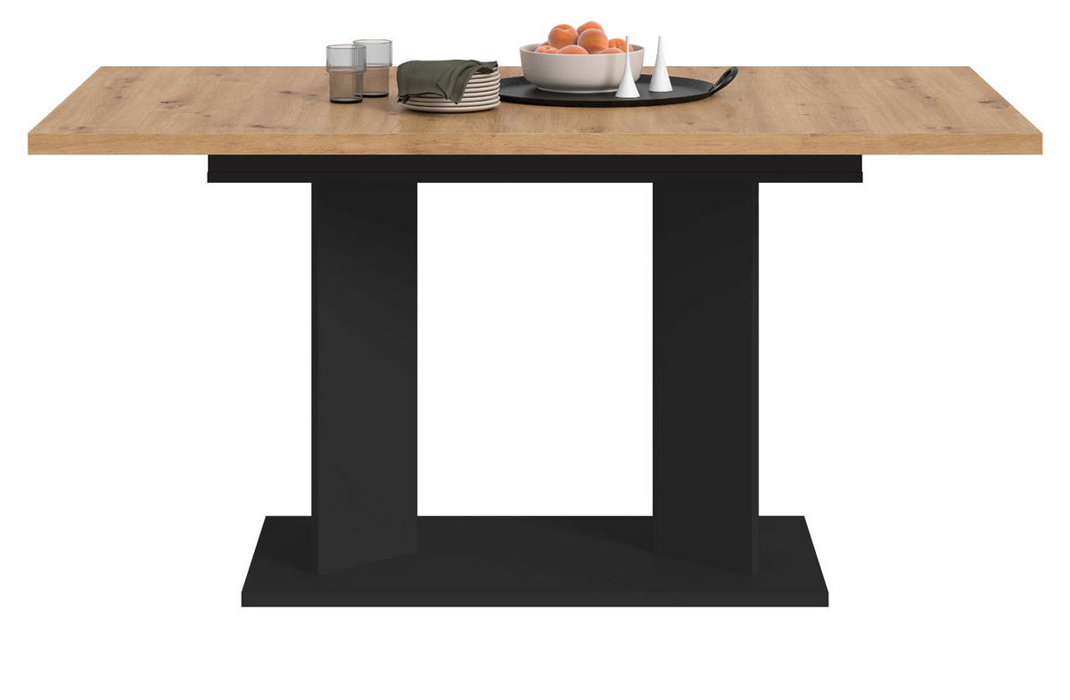 ESSTISCH Eiche Artisan, schwarz 150 - 190 x 90 cm, Küchentisch ausziehbar - Schwarz/Eiche Artisan, Holzwerkstoff (90/150/76cm) - Inn.Furn