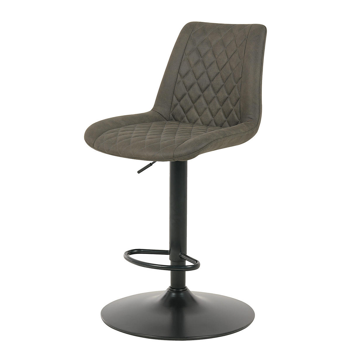 BARSTUHL (2er-Set) - Microfaser / Eisen - Vintage Grau - Grau, Textil/Metall (50/91/58cm) - home24