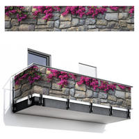 BALKON-SICHTSCHUTZ Bougainvillea - Steinmauer - Rosa - Magenta, Kunststoff (500/100cm) - MuchoWow