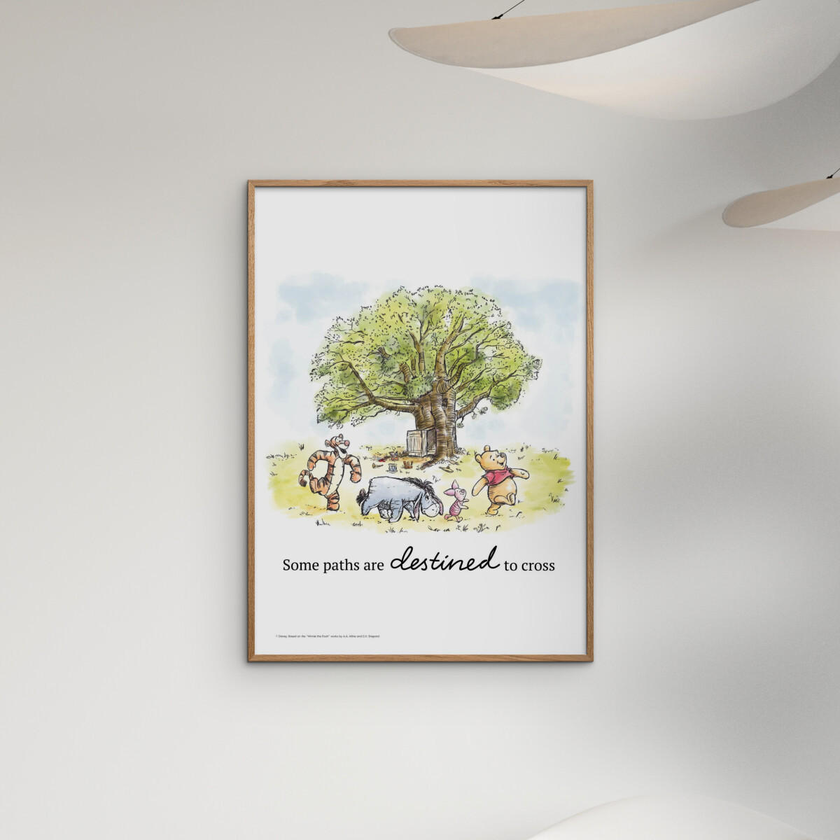 POSTER mit Rahmen Disney - Winnie the Pooh - Tree Gathering Print - Eichefarben/Multicolor, Holz/Papier (50/70cm) - Poster&Frame