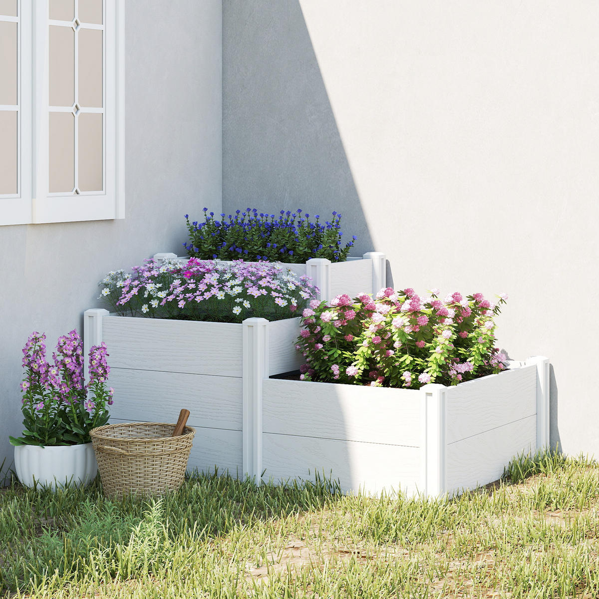 HOCHBEET Kunststoff Weiß - Weiß, Kunststoff (80/64/120cm) - Outsunny