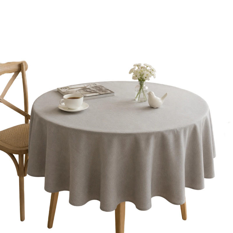 TISCHDECKE rund Ø160cm Hellgrau Leinenoptik, wasserabweisend & waschbar - Hellgrau, Textil (160/160cm) - SHOPENTRA