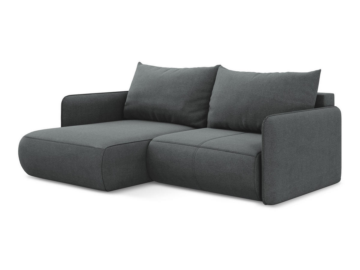 ECKSOFA mit Schlaffunktion Strukturstoff Stoff Grau - Schwarz/Grau, Kunststoff/Textil (148/207cm) - Makamii