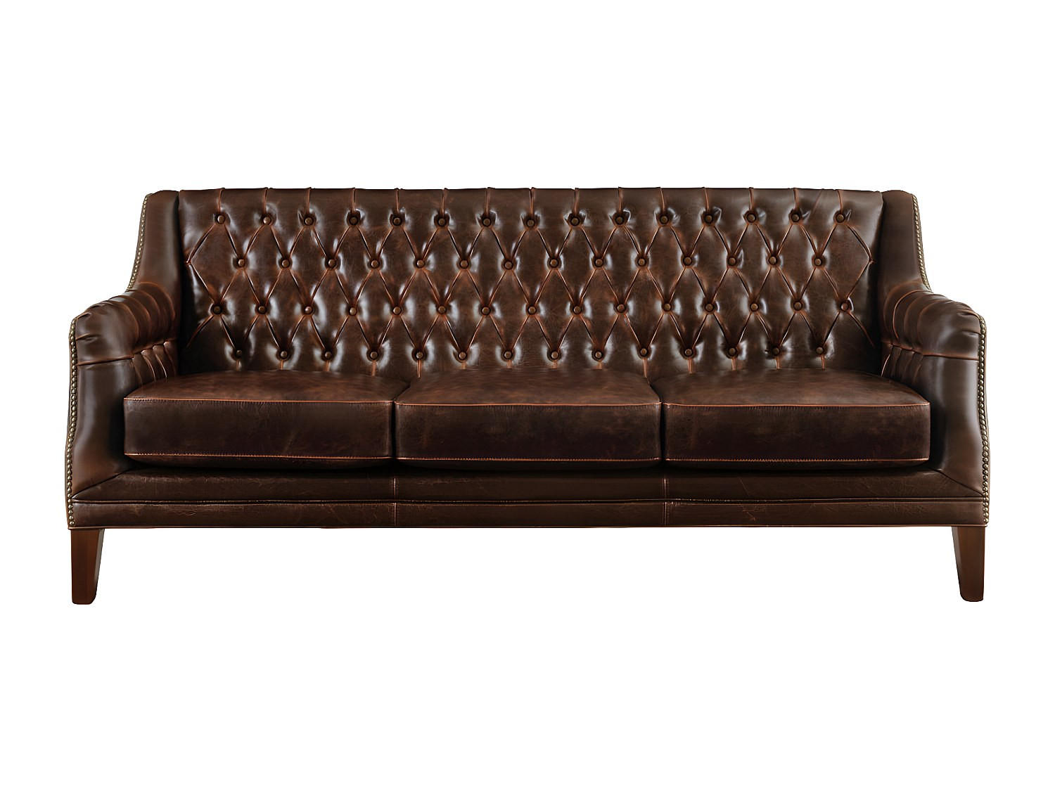 SOFA ohne Schlafmöglichkeit - 3 Personen - Leder - Schokoladenbraun - - Braun, Leder (194.5/84/84cm) - Vente-Unique