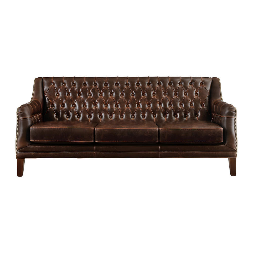 Thumbnail - Vente-Unique Ledersofa, Braun, Leder, Uni, 3-Sitzer, 194.5x84x84 cm, Wohnzimmer, Sofas & Couches, Sofas