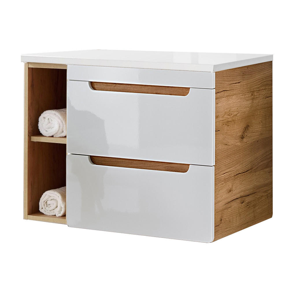 WASCHBECKENSCHRANK Luton-56 - Weiß, Holzwerkstoff (81/62/46cm) - Lomado