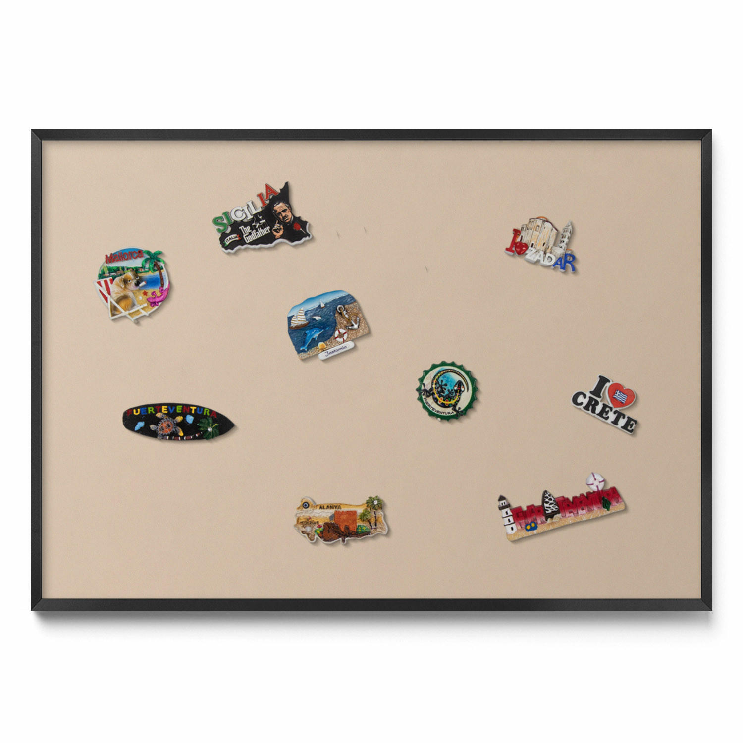MAGNETTAFEL 100x70 cm Schwarzer Rahmen Beige - Trüffeleichefarben, Metall (100/70/0.4cm) - TULUP