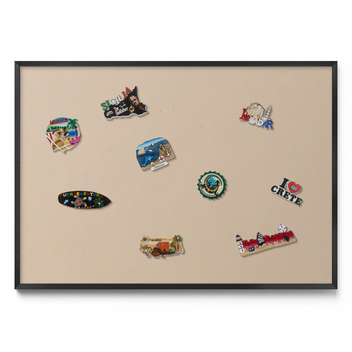 MAGNETTAFEL 100x70 cm Schwarzer Rahmen Beige - Trüffeleichefarben, Metall (100/70/0.4cm) - TULUP