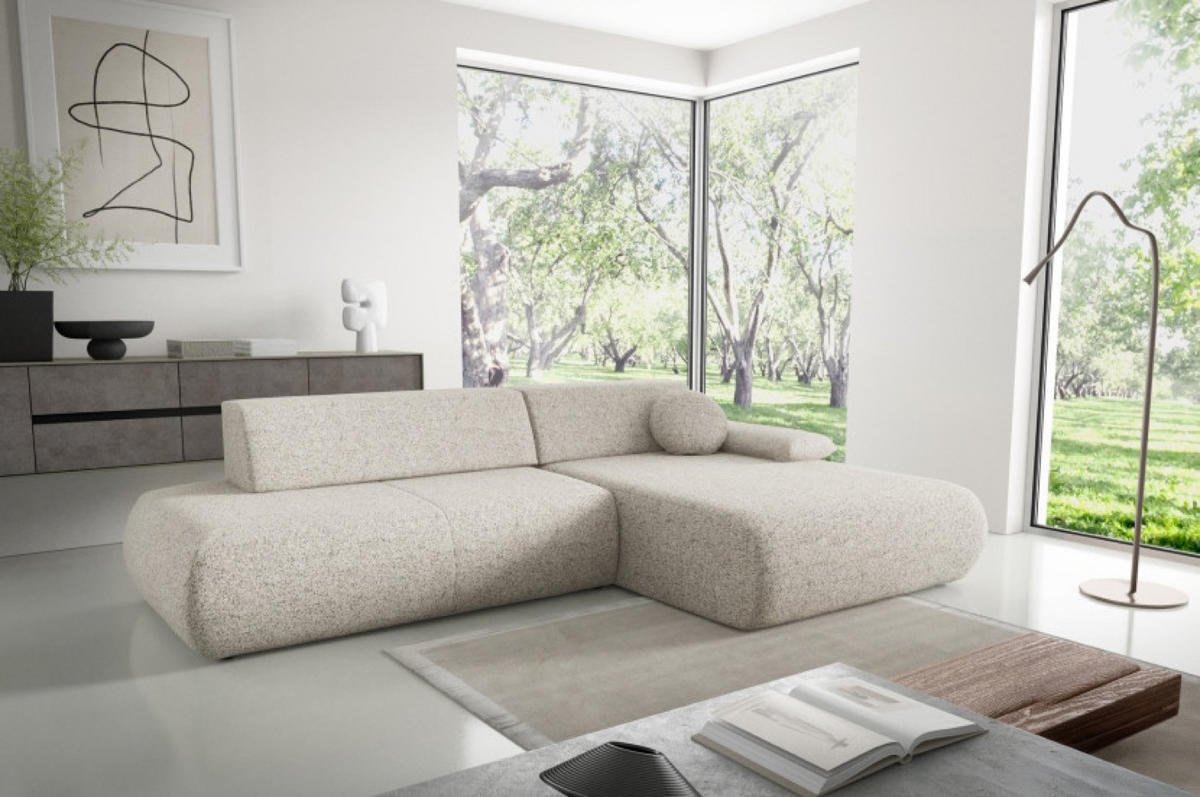 ECKSOFA Beige PENTI Ausziehbar Mit Bettkasten Rechts - Beige, Textil (173.5/286cm) - Sepro Meble