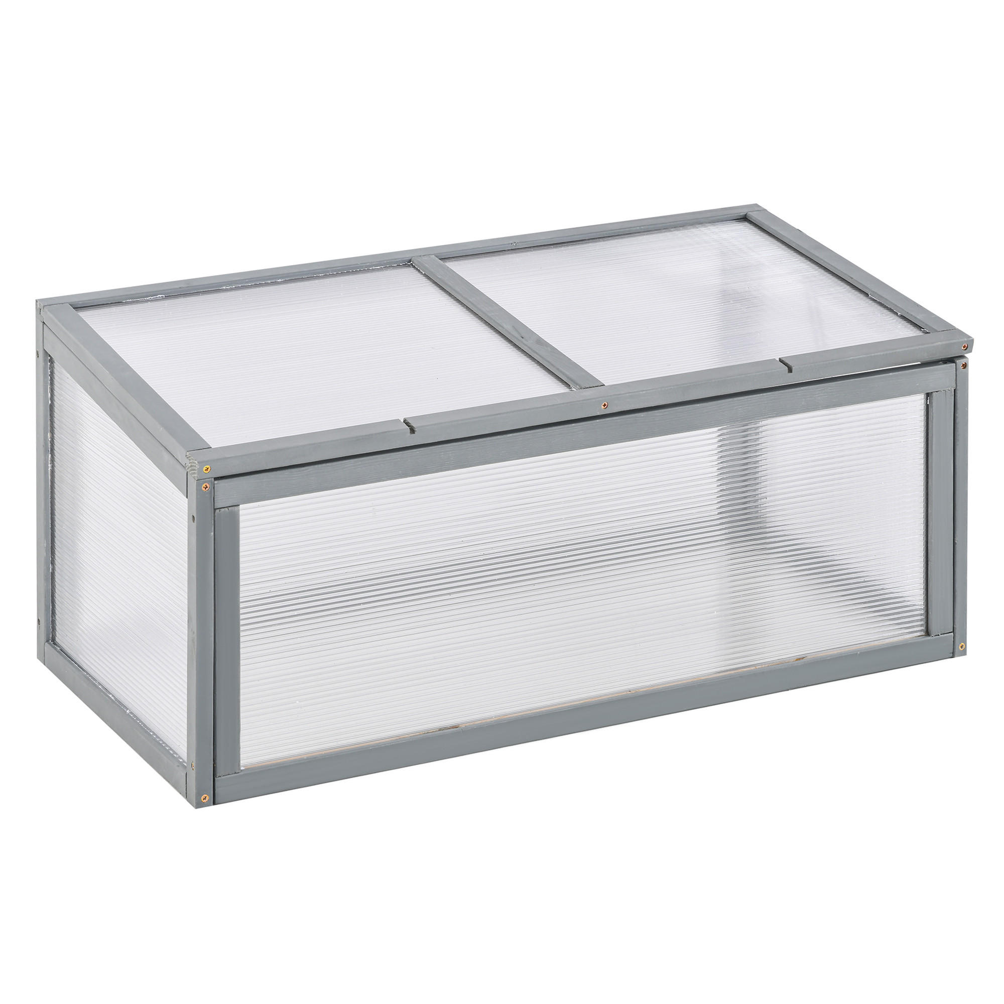 FRÜHBEET Gewächshaus mit Abdeckung, wetterfest, aus Holz und Polycarbonat, Grau - Grau, Holz/Kunststoff (46/40/90cm) - Outsunny