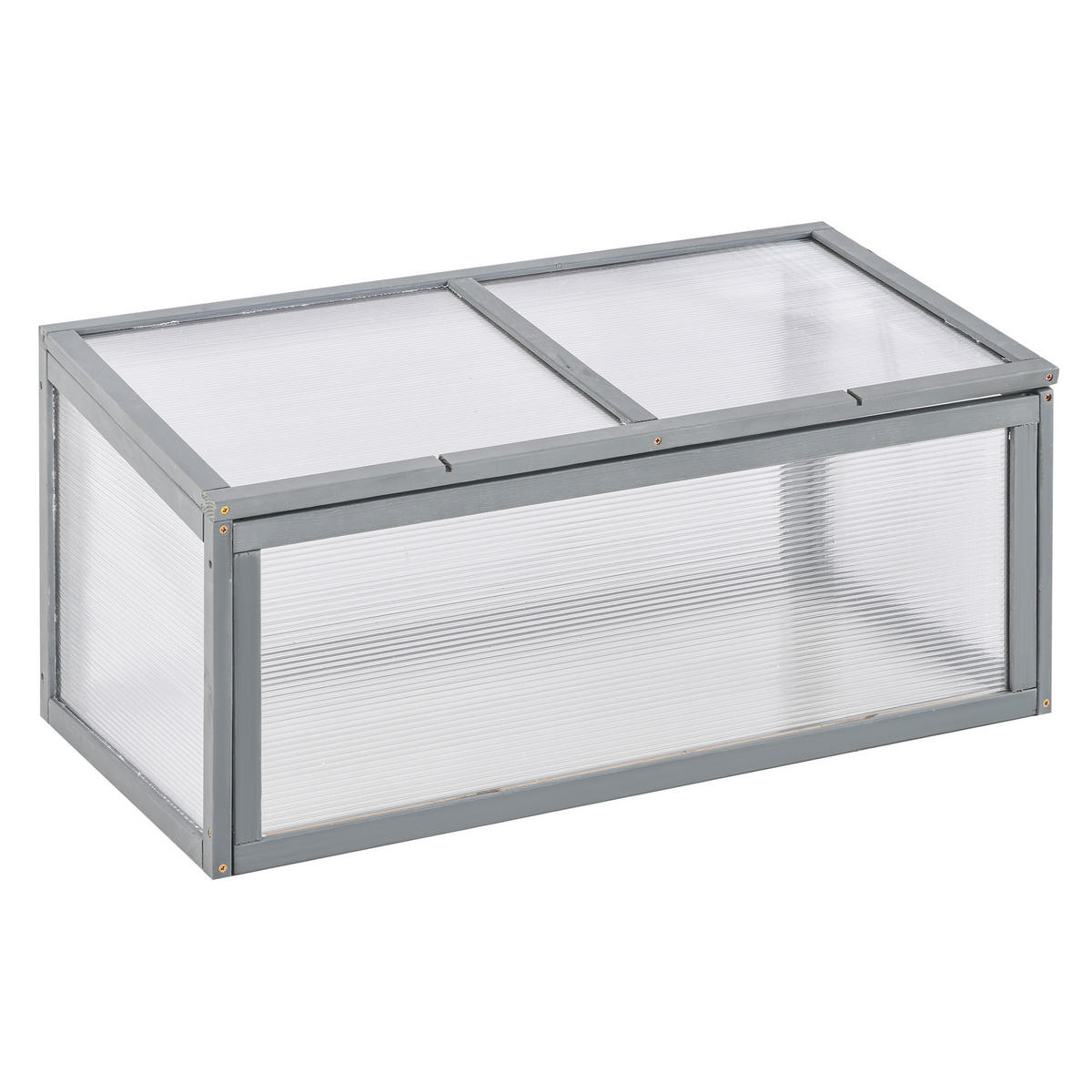 FRÜHBEET Gewächshaus mit Abdeckung, wetterfest, aus Holz und Polycarbonat, Grau - Grau, Holz/Kunststoff (46/40/90cm) - Outsunny